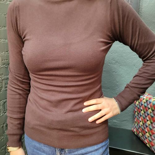 Passe Croisée | PULL COL ROULE CHOCO 